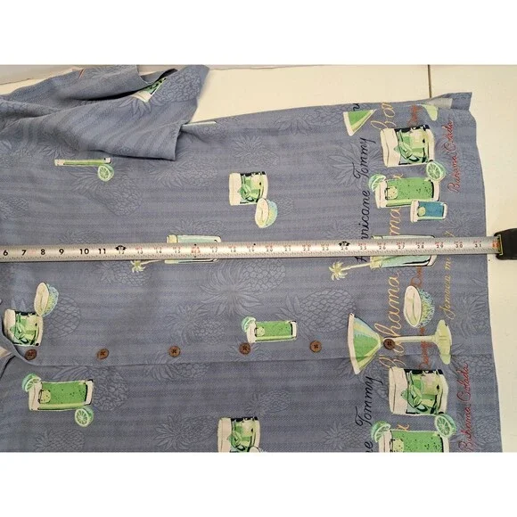 Tommy Bahama Mens XL Shirt Blue 100% Silk Hula Girl - Picture 9 of 9